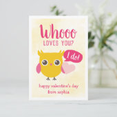 Wie houdt je Uil Kinder School Valentijnse Kaarten (Staand voorkant)