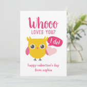 Wie houdt je Uil Kinder School Valentijnse Kaarten (Staand voorkant)