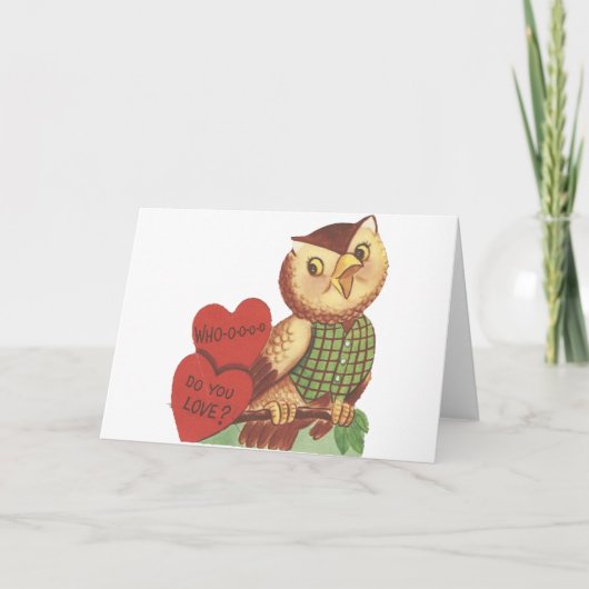  "Wie houdt je van" Owl Valentijn Feestdagen Kaart (Voorkant)