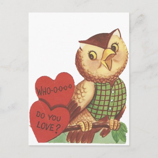 "Wie houdt je van" Owl Valentijn Feestdagenkaart (Voorkant)
