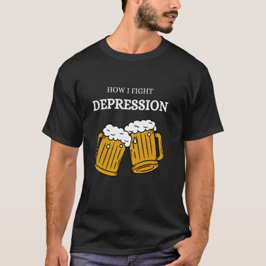 Wie ich Depressionen bekämpffe Bier Alcohol (Duits T-shirt (Voorkant)