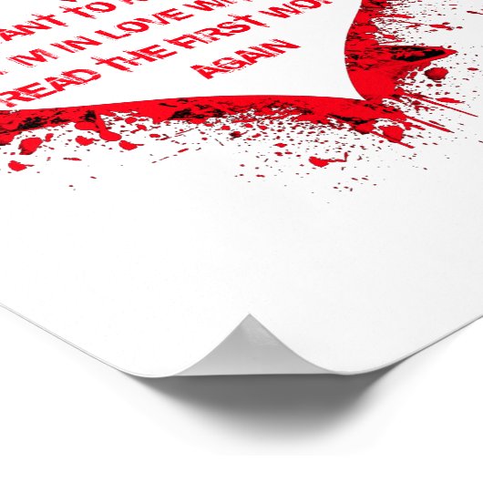 Wie ik verliefd ben op, grappige tekst in het rode poster (Hoek)