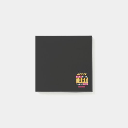 Wie in de Heer Vertrouwt, Wordt Beschermd Spreuk Post-it® Notes (Voorkant)