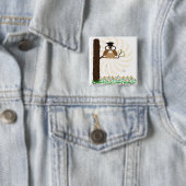Wie is Afstuderen? Knoop Vierkante Button 5,1 Cm (In situ)