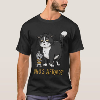 Wie is bang? Grappige kat en muis T-shirt