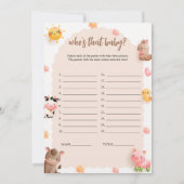 Wie is dat Baby-fotospel en antwoord Kaart (Achterkant)