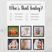 Wie is dat baby shower spelletje grappig simpel kl flyer (Voorkant)