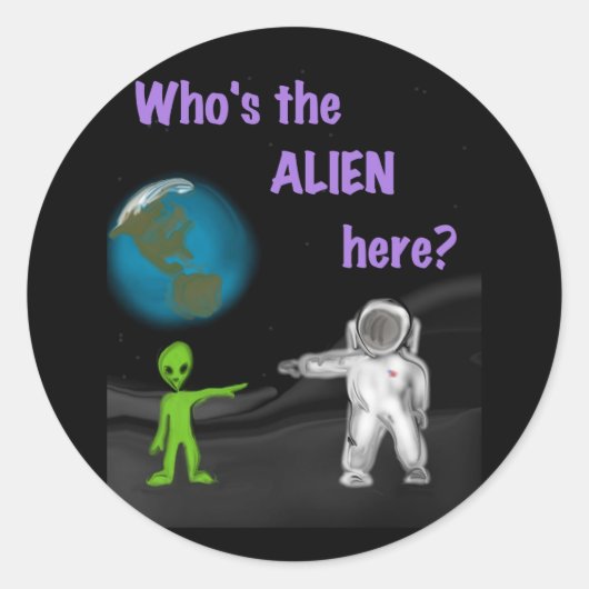 Wie is de Alien hier? sticker (Voorkant)