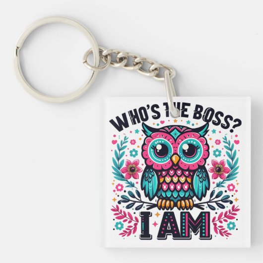 Wie is de baas uil? sleutelhanger (voorkant)