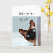 Wie is de beste 49-jarige? Kattenhumor Kaart (Gele Bloem)