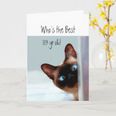 Wie is de beste 89-jarige Cat Kitten Humor? Kaart (Gele Bloem)