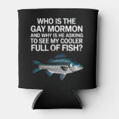 Wie is de Gay Mormon Funny LGBTQ Pride Fish Blikjeskoeler (Voorkant)