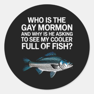 Wie is de Gay Mormon Funny LGBTQ Pride Fish Ronde Sticker