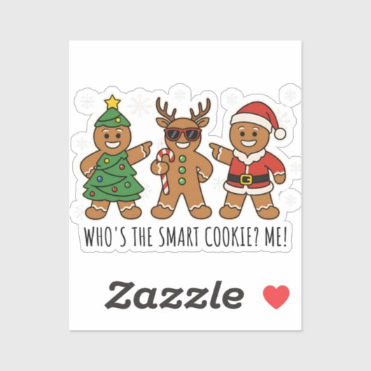 Wie is de Slimme Koek Grappige Gemberkoek Kerstmis Sticker (Vel)