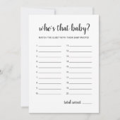 Wie is die baby? Game Baby shower Party Kaart (Voorkant)