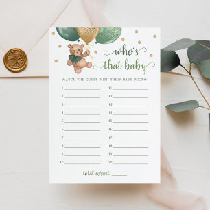 Wie is die Baby Photo Baby shower Teddy Bear Kaart