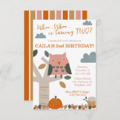 Wie is draaien TWEE Herfst Uil, Herfst Verjaardags Kaart (Voorkant / Achterkant)