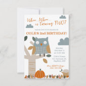 Wie is draaien TWEE Herfst Uil, Herfst Verjaardags Kaart (Voorkant)