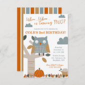 Wie is draaien TWEE Herfst Uil, Herfst Verjaardags Kaart (Voorkant / Achterkant)