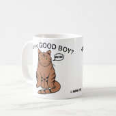 Wie is een GOEIE JONGEN? Bruine Tabby Kat Mok (Voorkant links)