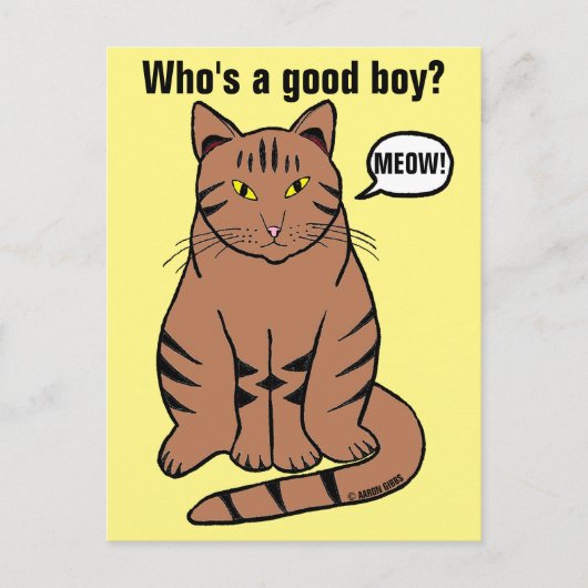 Wie is een goeie jongen? Funny Brown Tabby Cat Briefkaart (Voorkant)