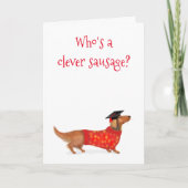 'Wie is een slimme worst' teckel afstuderen kaart (Voorkant)