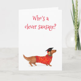 'Wie is een slimme worst' teckel afstuderen kaart