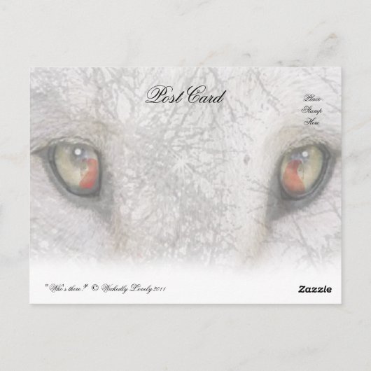 "Wie is er?" Briefkaart (Achterkant)