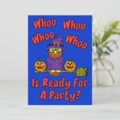 Wie is er klaar voor een feest Halloween Uil Carto Kaart (Staand voorkant)