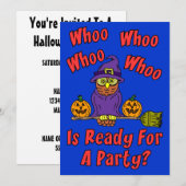 Wie is er klaar voor een feest Halloween Uil Carto Kaart (Voorkant / Achterkant)