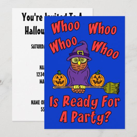 Wie is er klaar voor een feest Halloween Uil Carto Kaart (Voorkant / Achterkant)