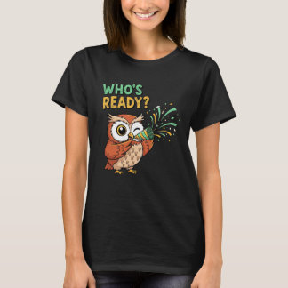 Wie is er klaar voor? – Party Owl Kersteditie T-shirt