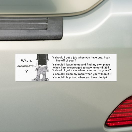 Wie is Generatie Y? Bumpersticker (Op auto)