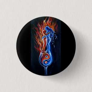 Wie is het vuur, wie is het water? ronde button 3,2 cm