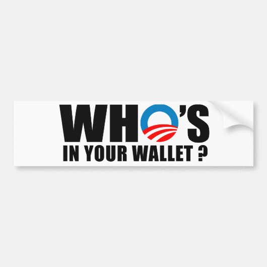 WIE IS IN JE WALLET BUMPERSTICKER (Voorkant)