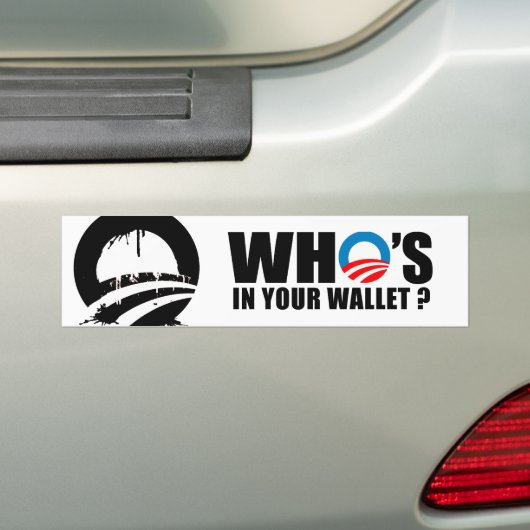 WIE IS IN JE WALLET BUMPERSTICKER (Op auto)