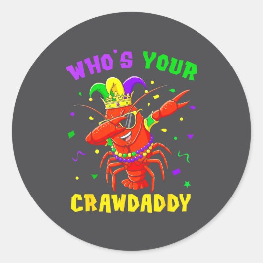 Wie is je Crawdaddy Crawfish Jester Kralen Grappig Ronde Sticker (Voorkant)