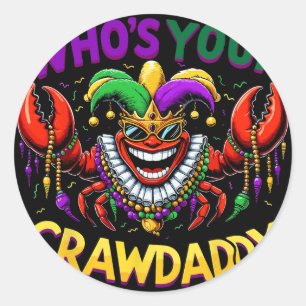 Wie is je Crawdaddy Crawfish Jester Kralen Grappig Ronde Sticker