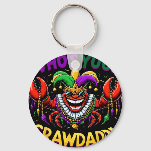 Wie is je Crawdaddy Crawfish Jester Kralen Grappig Sleutelhanger (Voorkant)