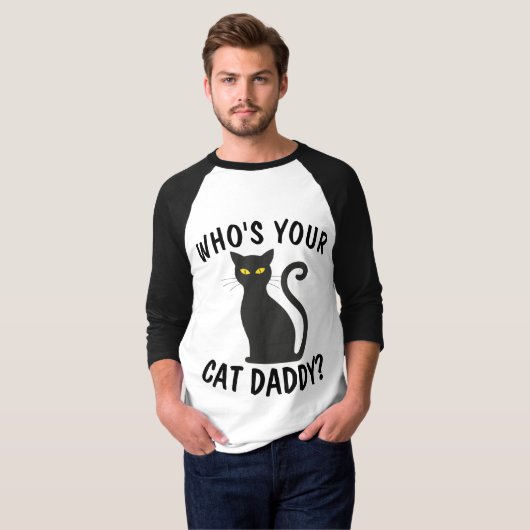 WIE IS JE KAT DADDY? Funny Mannen T-shirts (Voorkant volledig)