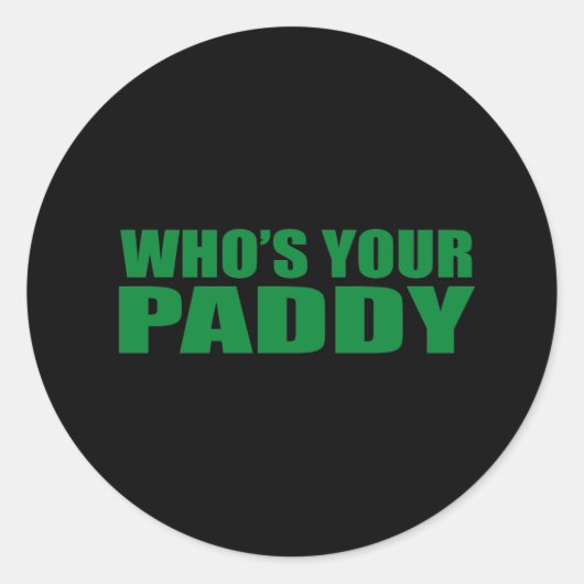 WIE IS JE PADDY? RONDE STICKER (Voorkant)