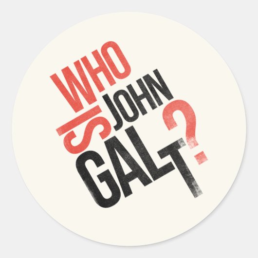 Wie is John Galt? Ayn Rand Sticker (Voorkant)