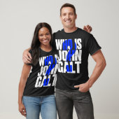 Wie is John Galt? met blauw vraagteken T-shirt (Unisex)
