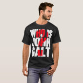 Wie is John Galt? met rood vraagteken T-shirt (Voorkant volledig)
