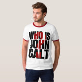 Wie is John Galt? met rood vraagteken T-shirt (Voorkant volledig)