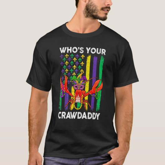 Wie is jouw Crawpapa Crawfish Jester Beads Funny M T-shirt (Voorkant)
