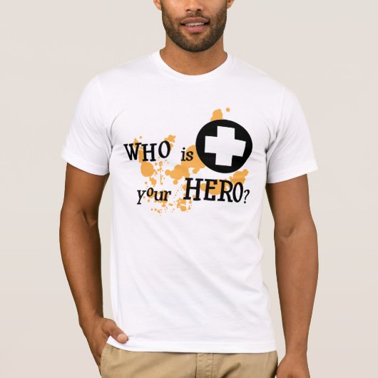 Wie is jouw Hero? T-shirt (Voorkant)