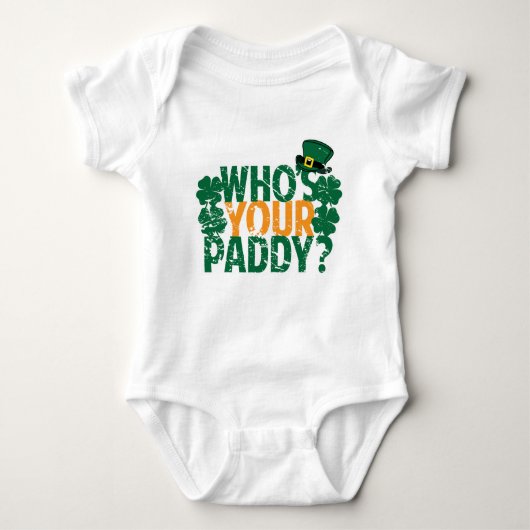 Wie is jouw padie? Funny St. Patrick's Day Romper (Voorkant)