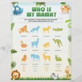 Wie is mijn mama Baby shower Game [Dierenthema] Briefhoofd (Voorkant)