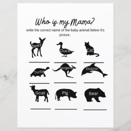 Wie is mijn mama? Baby shower game met antwoorden